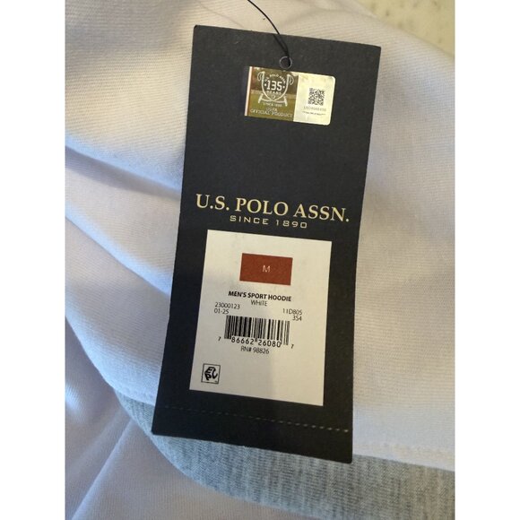 NWT US Polo Assn Men's M Sport Pullover Hoodie White [jb] - Picture 7 of 9